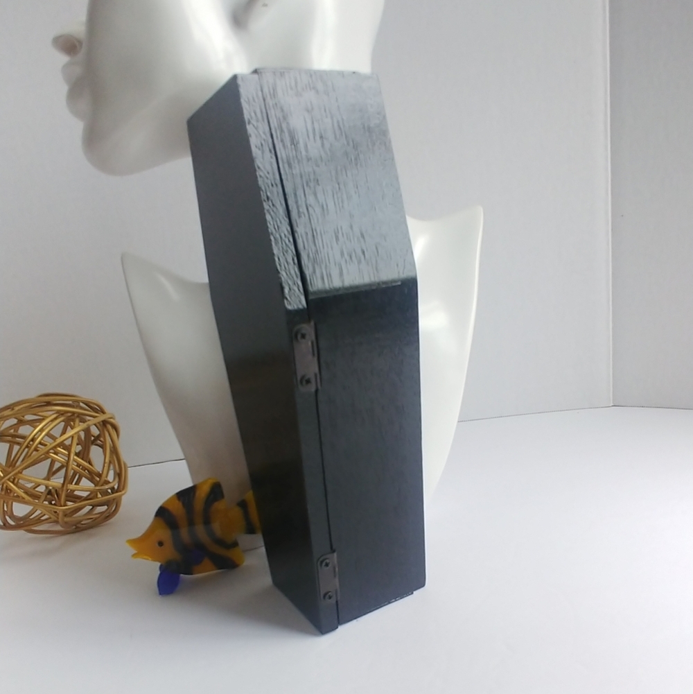 Black Wood Coffin Shaped Trinket Box - Picture 3 of 5